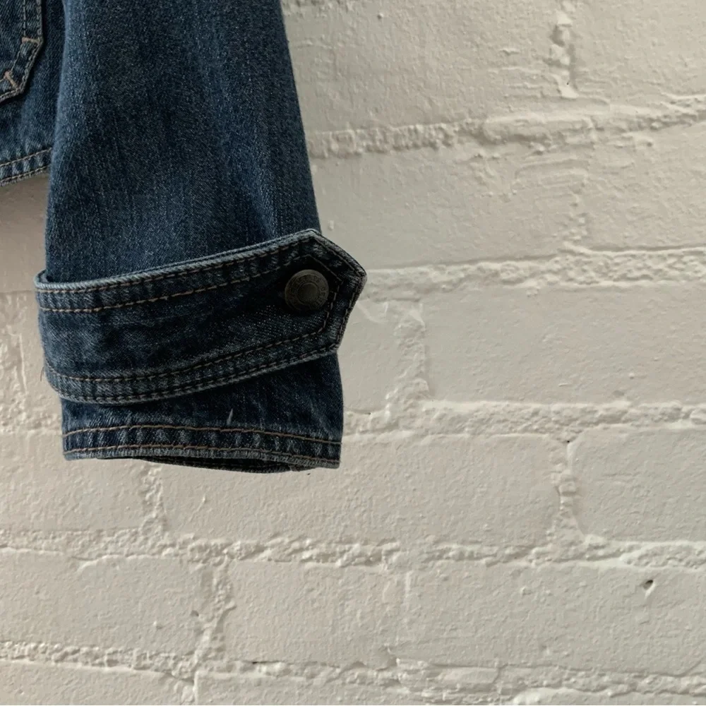 Vintage Chaps Womens Jean Jacket Dark Blue Denim Blazer Jacket Fitted Minimalist - Picture 10 of 14